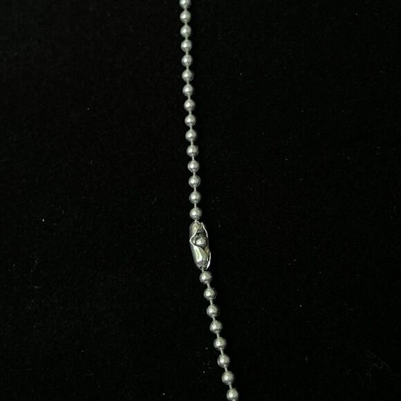 Vintage Sterling Silver 925 Dog Tag/ Ball Bead Chain Necklace 6+ grams 30 inches - Picture 4 of 4